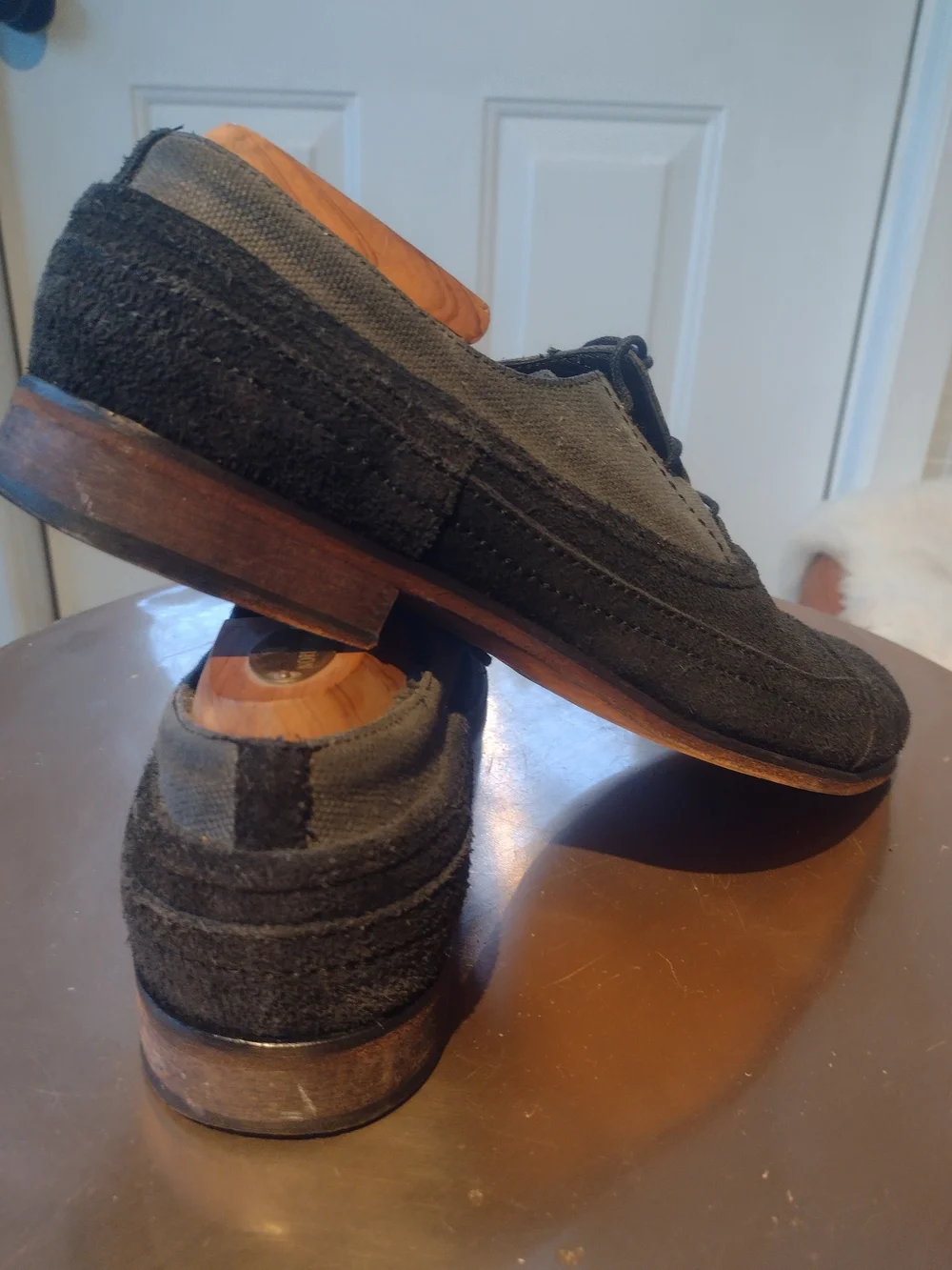 Men's Charcoal Suede Split-Toe Derby Shoes